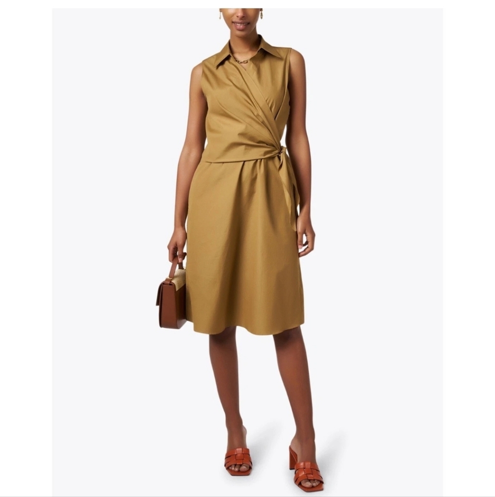 Vince Sleeveless Wrap Shirtdress in Olive